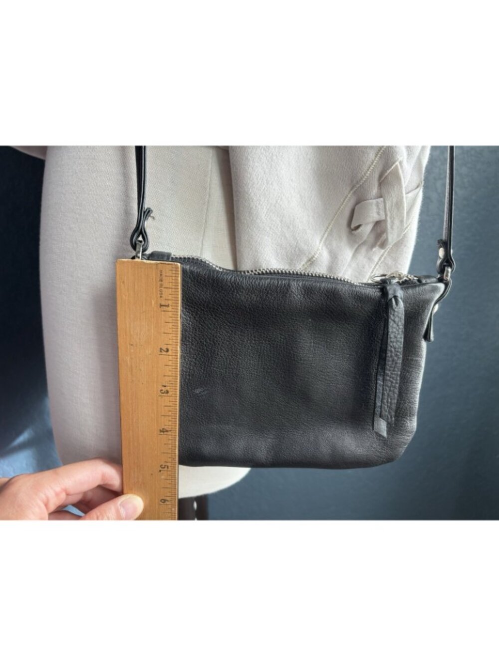 Rough And Tumble Small Black Crossbody Purse Leather Bag - Picture 10 of 11